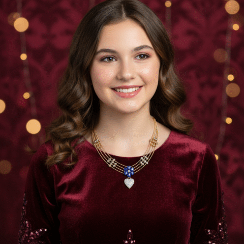 Blue Heart Bliss rose gold neckless