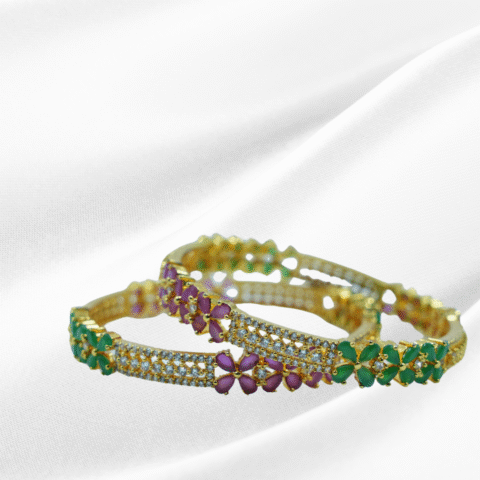 Pushpa Ratna Silver Gold Polished Bangles