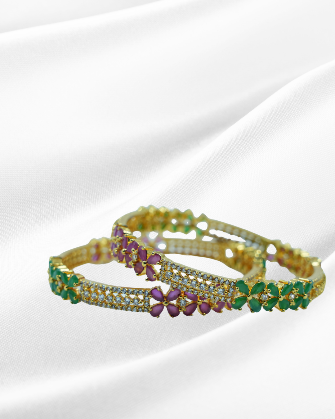 Pushpa Ratna Silver Gold Polished Bangles