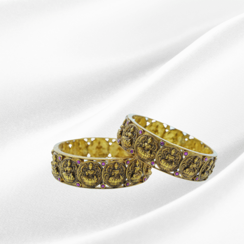 Lakshmi Devi Silver Gold Polished Bangles
