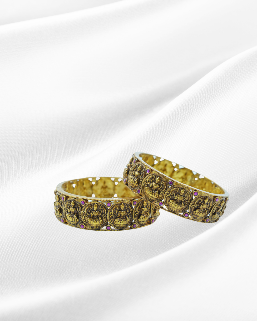 Lakshmi Devi Silver Gold Polished Bangles